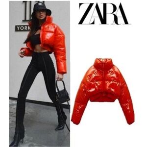 Zara Bold Red Puffer Jacket